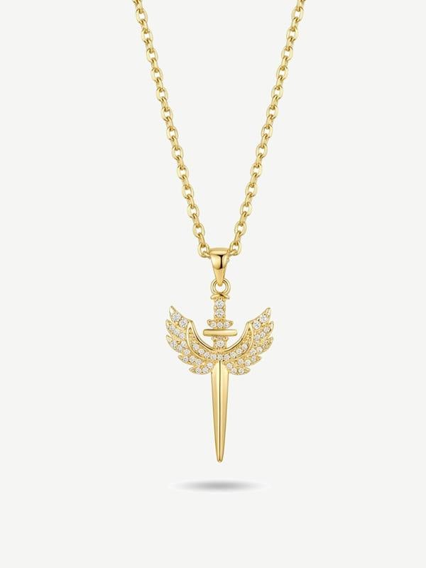 Muchv Sparkling Sword With Wings Necklace in Gold or Silver