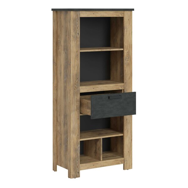 Wyld Haus Juniper 1 Drawer Bookcase Chestnut and Matera Grey