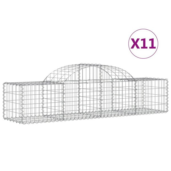 Berkfield Arched Gabion Baskets 11 pcs 200x50x40/60 cm Galvanised Iron