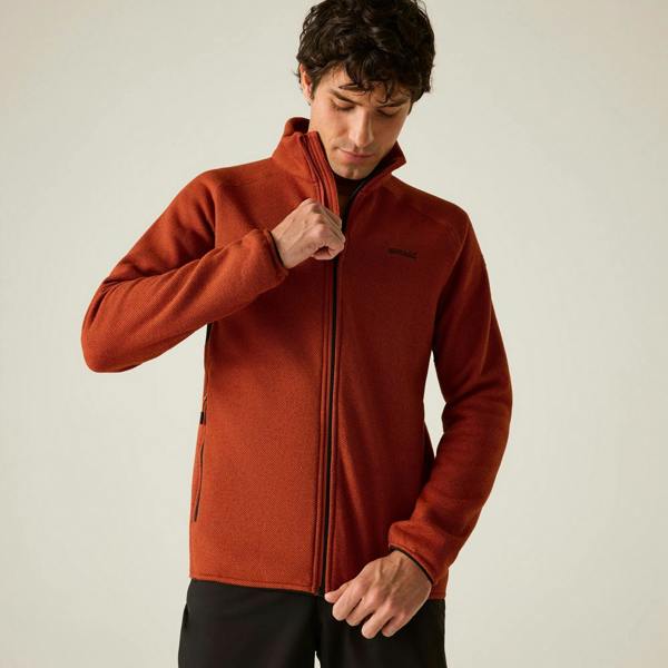 Regatta Mens Rike Full Zip Fleece Jacket - Rooibos Tea/Black - 