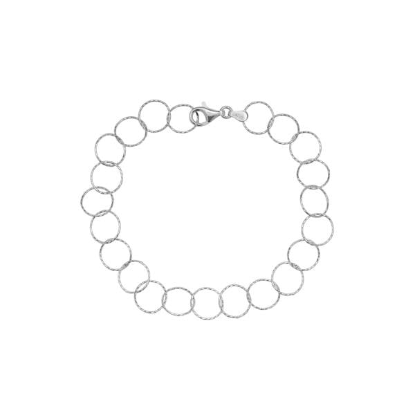 Spero London Textured Circle Hoops Sterling Silver Chain Bracelet