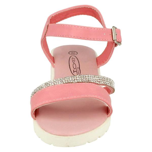 Spot On Girls Spot On Mid Heel Diamante Strap Ankle Buckle Sandal