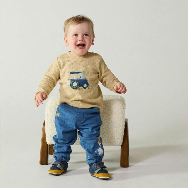 Mini Cuddles Tractor T-shirt (Beige)