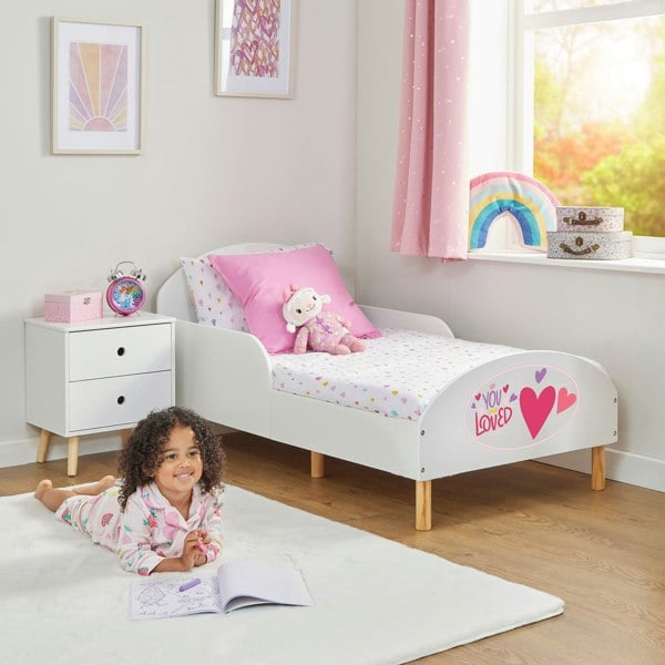 Liberty House Toys Kids White Toddler Bed – You Are Loved
