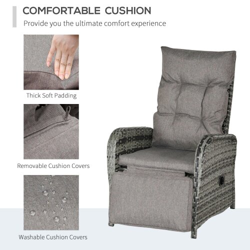 Wyld Haus Nodika Rattan Grey 2 Seater Outdoor Bistro Set with Reclining Armchairs and Table