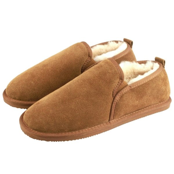 Eastern Counties Leather Mens Avi Sheepskin Hard Sole Slippers - Chestnut