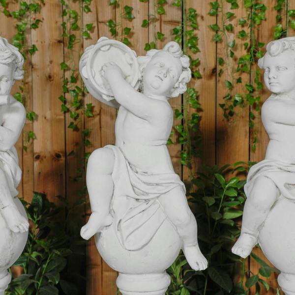 Adorable Set of 4 Musical Cherub Statues 