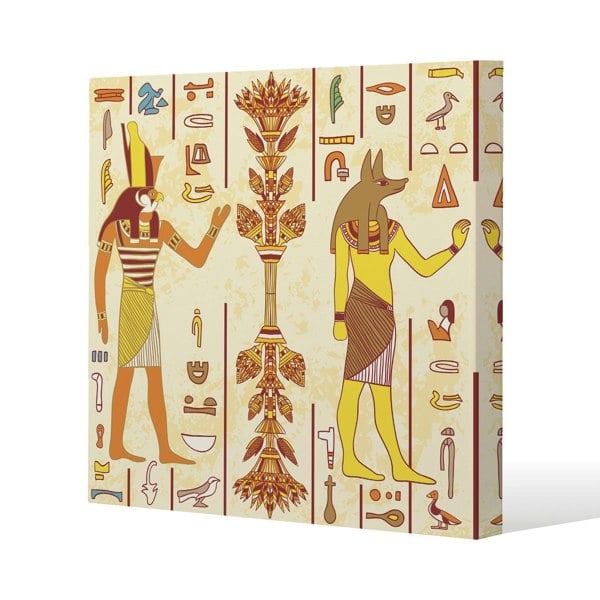 Benjamin Tate Design Egyptian Gods & Ancient Egyptian Hieroglyphs Slim Style Canvas Print  30x30cm , 15mm Slim Real wood.