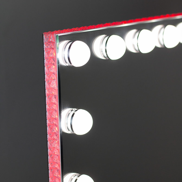 Downton Interiors White Modern LED Hollywood Vanity Tabletop Mirror with Bulbs 58cm - Soho Collection