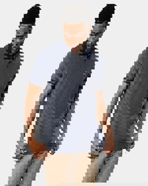 GANT Mens 4-Col Oxford Short Sleeve Pique Polo - 423 Persian Blue