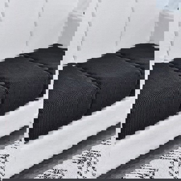 Anyhouz Anyseat Sofa Cover Black Polyester Thick Stretchable Cushion For Living Room 1Pc Enlarge Size 160-185cmx85-105cm