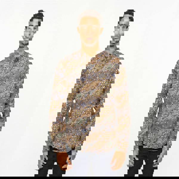 Gabicci V55GW11 Mens Oliver Long Sleeve Printed Woven Shirt Gabicci Vintage - NAVY