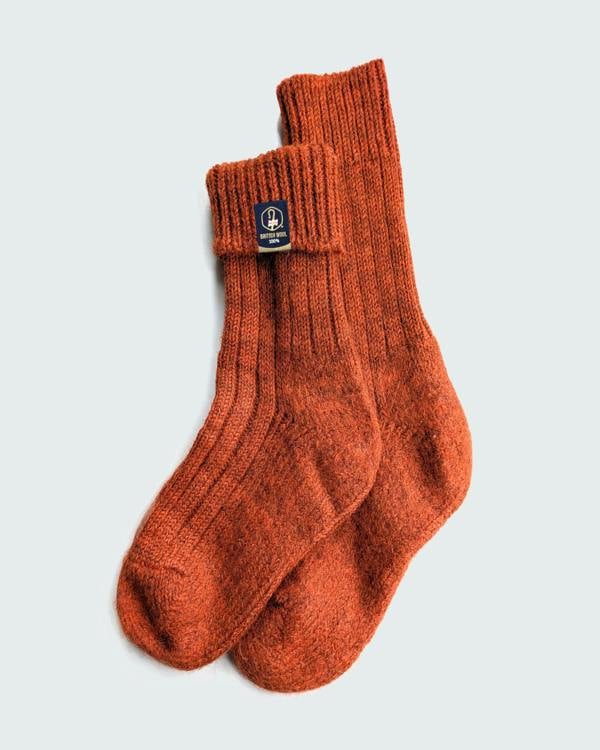 Jemsox British Wool Boot Socks – Burnt Orange | 100% British Wool Luxury Boot Socks