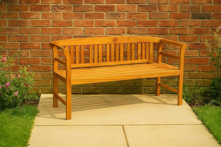 Modcraft 3 Seater Wooden Garden Bench with Armrest - 158cm