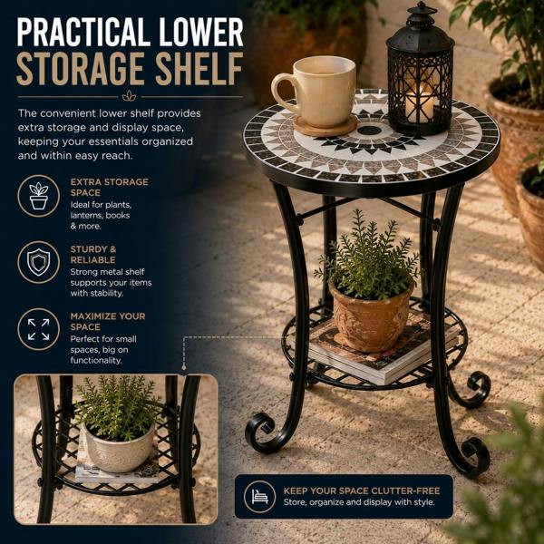 35cm Medina Mosaic Plant Stand/Side Table image 10