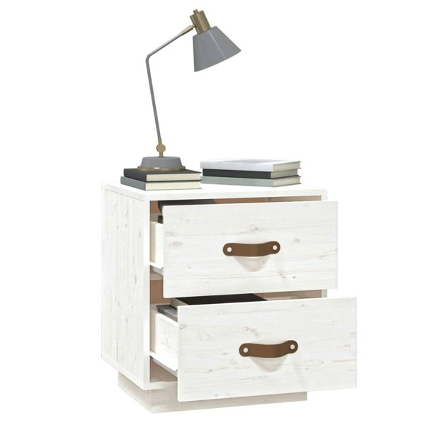 Berkfield Bedside Cabinet White 40x34x45 cm Solid Wood Pine