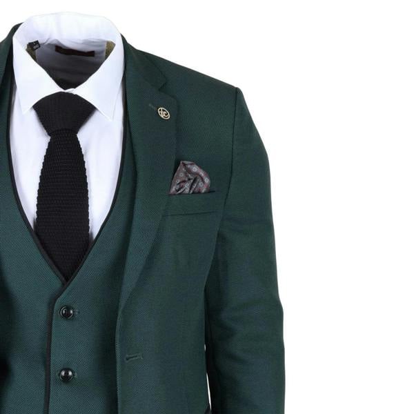 TruClothing IM46 - Men's 3 Piece Green Tailored Fit Suit