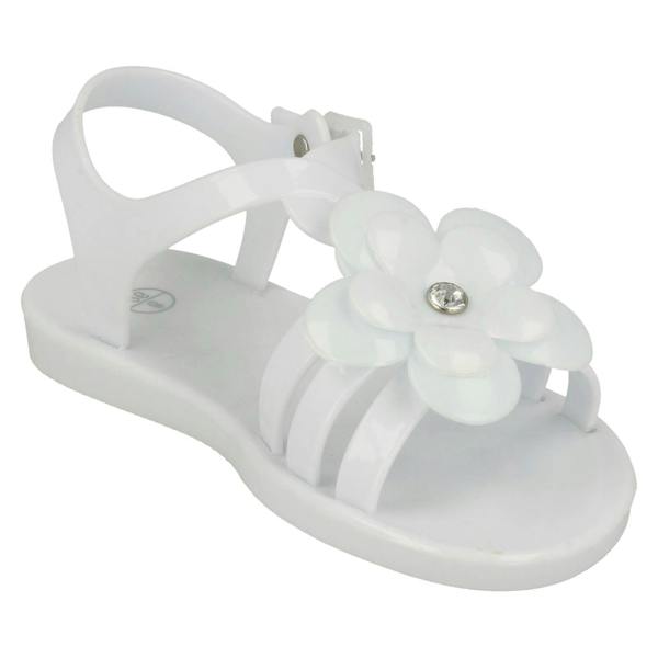 Spot On Girls Spot On Flat Strappy T Bar Flower Trim Sandal