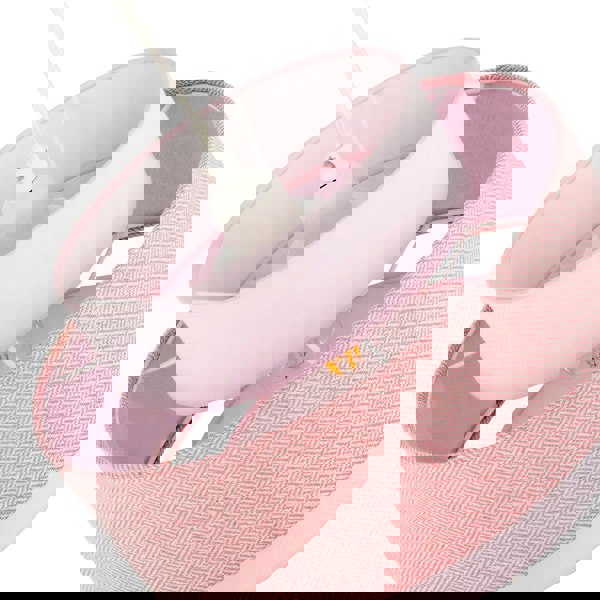 Modern Soft Pink Herringbone Linen Triple Tier Design Pendant Shade Image 3