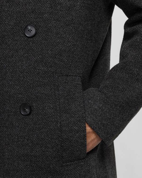 Steel & Jelly Men’s Ryburn Double-Breasted Long Charcoal Overcoat