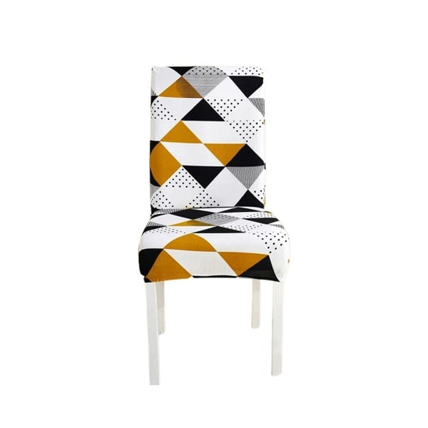 Anyhouz Anyseat Chair Cover Tricolor Geometric Design Elastic Slipcover Dining Decor