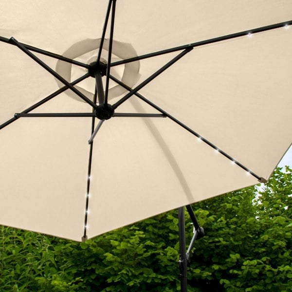 Monstershop Beige 3m LED Cantilever Parasol