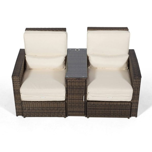 Giardino Nevada Double Reclining Rattan Sun Loungers Set