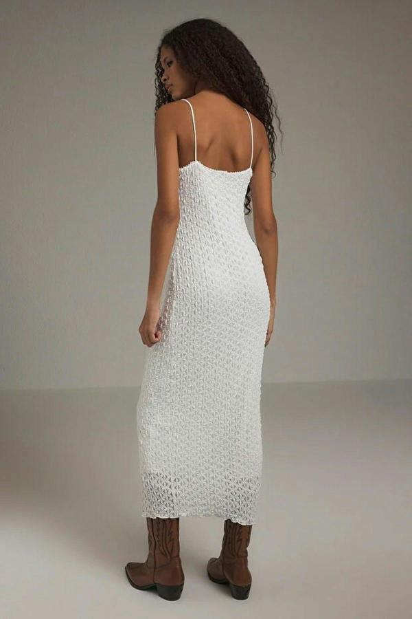 Lace Bodycon Strappy Midi Dress