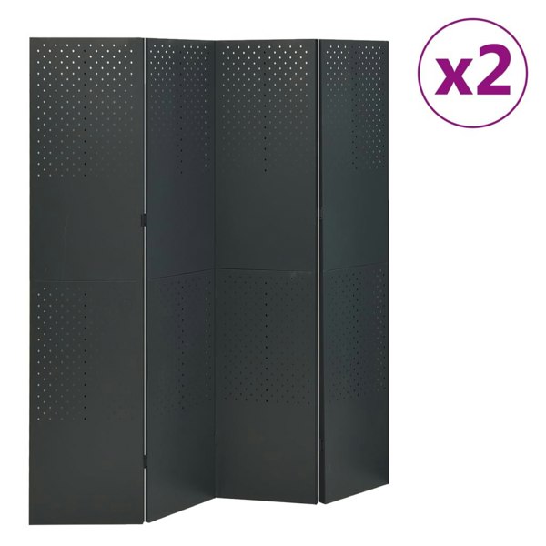 Berkfield 4-Panel Room Dividers 2 pcs Anthracite 160x180 cm Steel