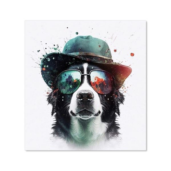 Warren Reed - Designer Border Collie Dog Face Splashart Kitchen Splashback