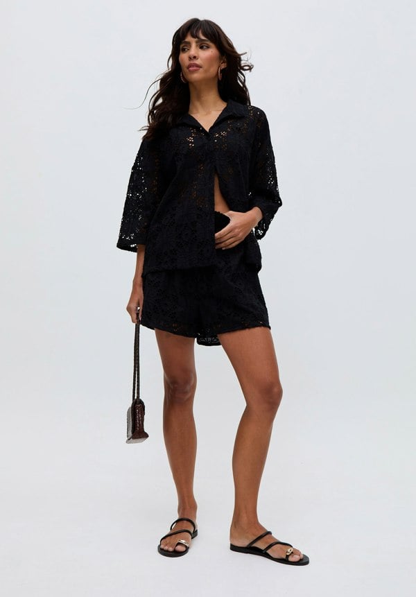 Shelli All Over Broderie Anglaise Short In Black