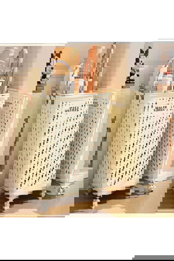 Living and Home Foldable Laundry Basket with Wheels