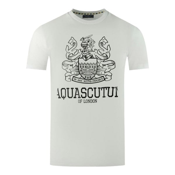 Aquascutum Large Bold London Aldis Brand Logo T-Shirt - White