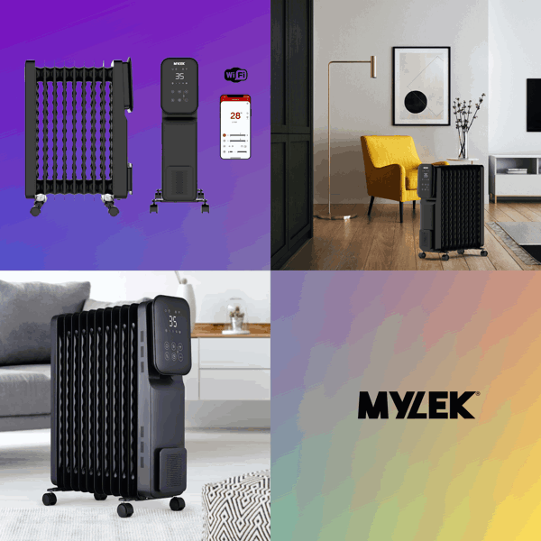 MYLEK Oil Filled Digital Smart WiFi App Enabled Heater - 3 Heat Settings & 24-Hour Timer 2500w