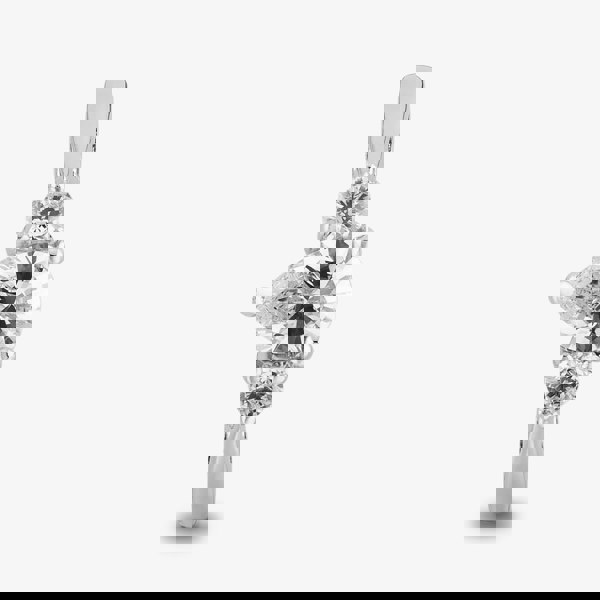 Starbright Silver Pear-cut and Round Cubic Zirconia Trilogy Ring R6702 3A