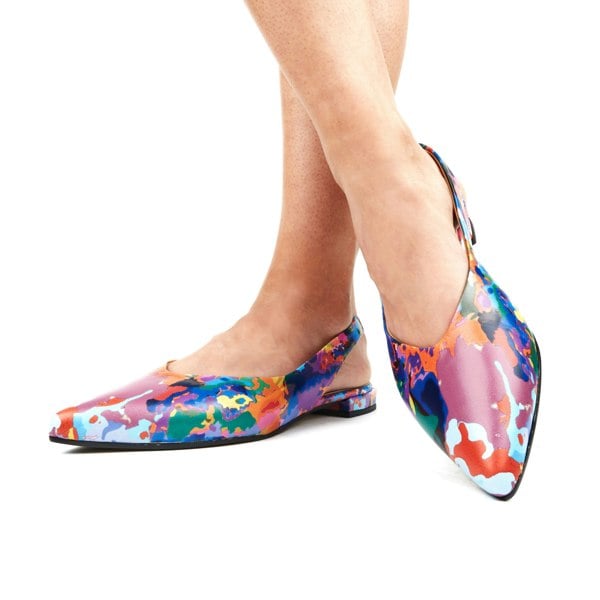 Embassy London Holly - Summer Colours - Women's leather almond toe flat slingback in vibrant colour