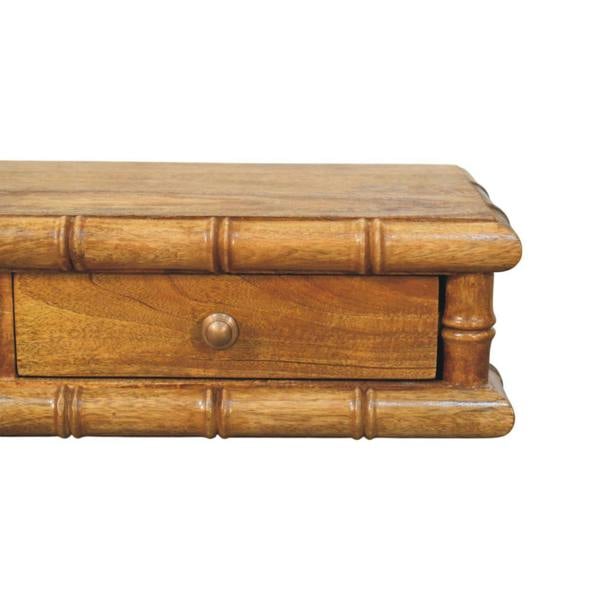 Artisan Furniture Solid Wood Bamboo Wall-Mounted Console, 2 Drawers, Brown