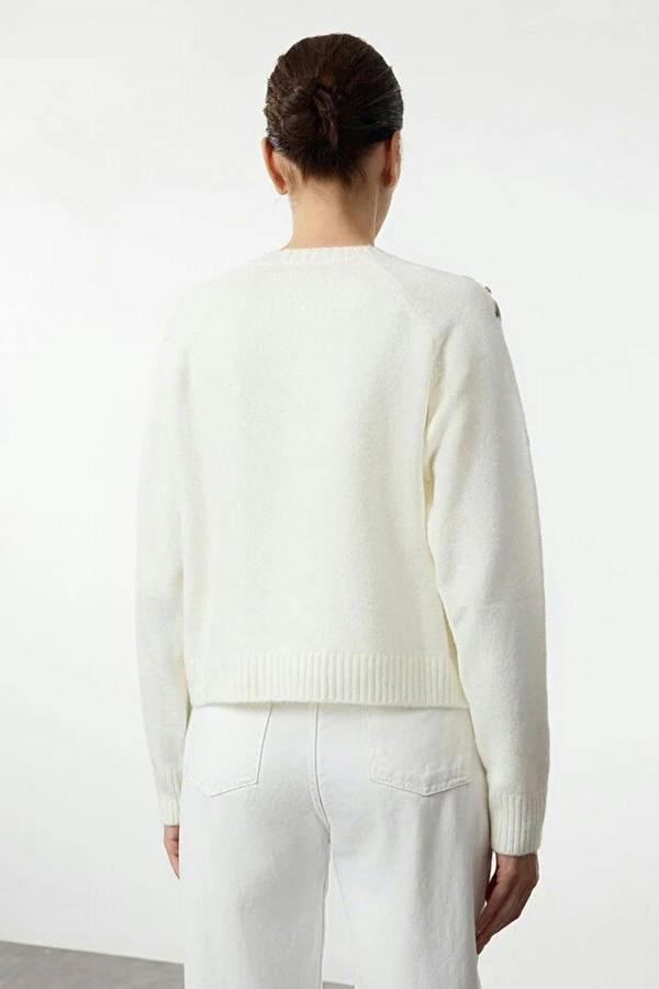 WOVCOR Chrismas Themed Soft-Textured Knit Cardigan with Stone and Button Details