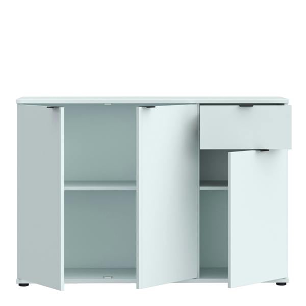 Furniture To Go Ganymede Wide 3 Door Cupboard with Drawer in Light Grey