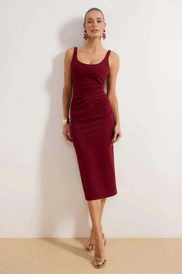 Scoop Neck Sleeveless Bodycon Midi Dress