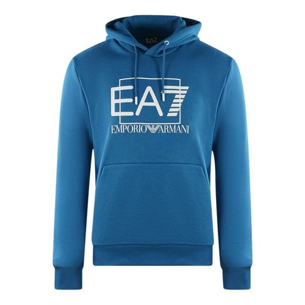 EA7 Embossed Box Logo Hoodie - Dark Blue