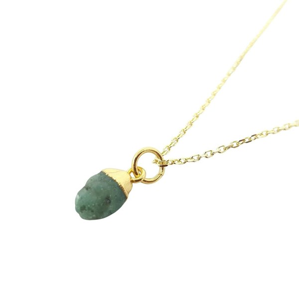 Harfi Raw Emerald Gold Plated May Birthstone Necklace