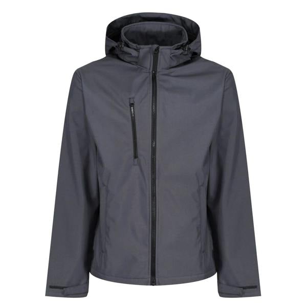 Regatta Mens Venturer Hooded Soft Shell Jacket - Seal Grey/Black - 