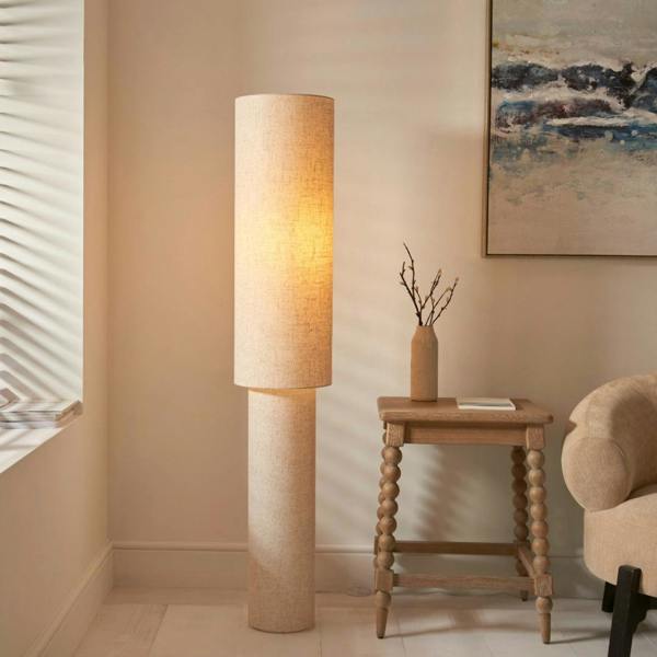 Pagazzi Lighting Buxton Natural Faux Linen Column Floor Lamp