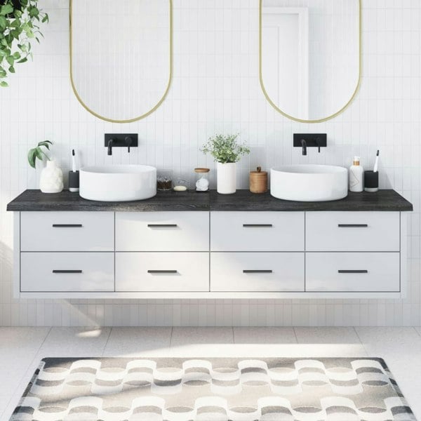 Berkfield Bathroom Countertop Dark Grey 220x50x4 cm Treated Solid Wood