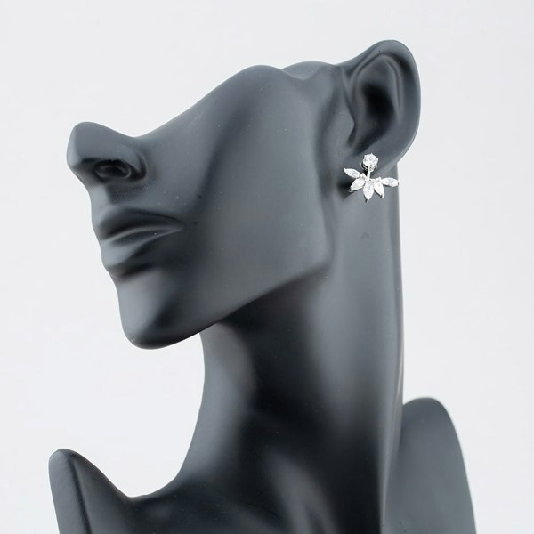 T. H. Baker Silver Cubic Zirconia Five Pear Fancy Dropper Stud Earrings SE02132A