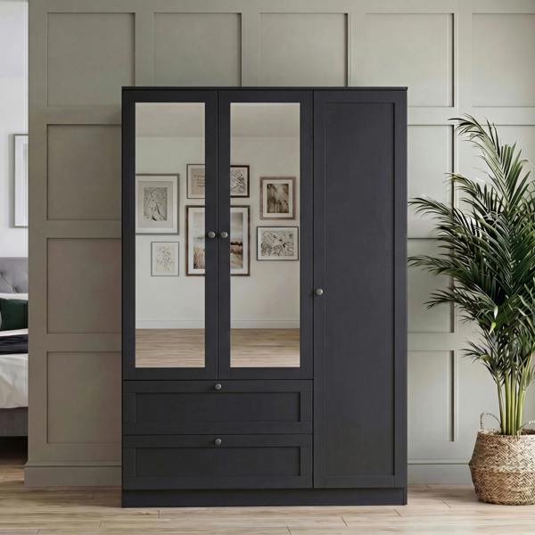 Vida Designs Altino 3 Door 2 Drawer Mirrored Wardrobe