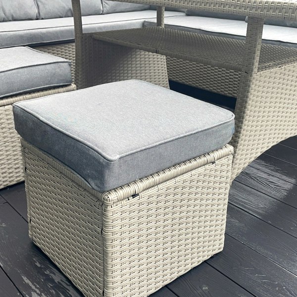 Outdoor Living York 8 Seat grey rattan corner sofa dining set