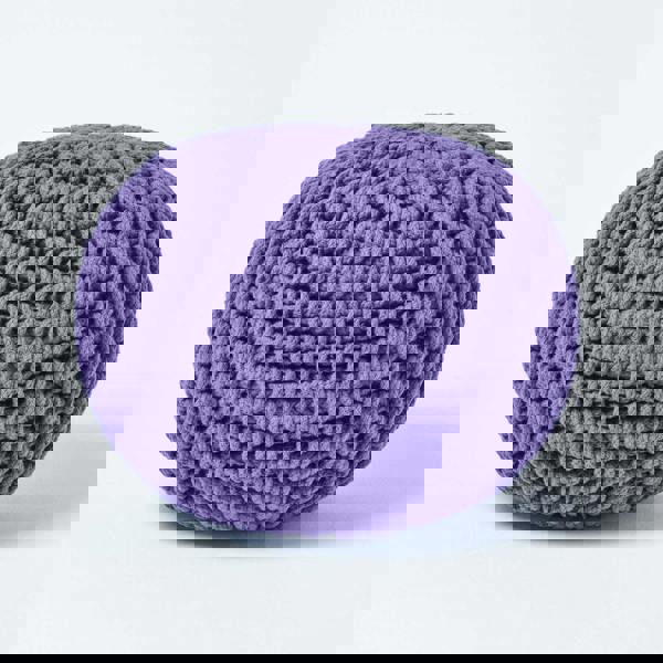 HOMESCAPES Round Cotton Knitted Pouffe Footstool Bean Filled Hand Knitted