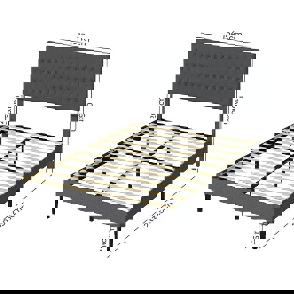 Levede King Bed Frame Upholstered Linen Fabric Soft Foam Headboard Wooden Grey